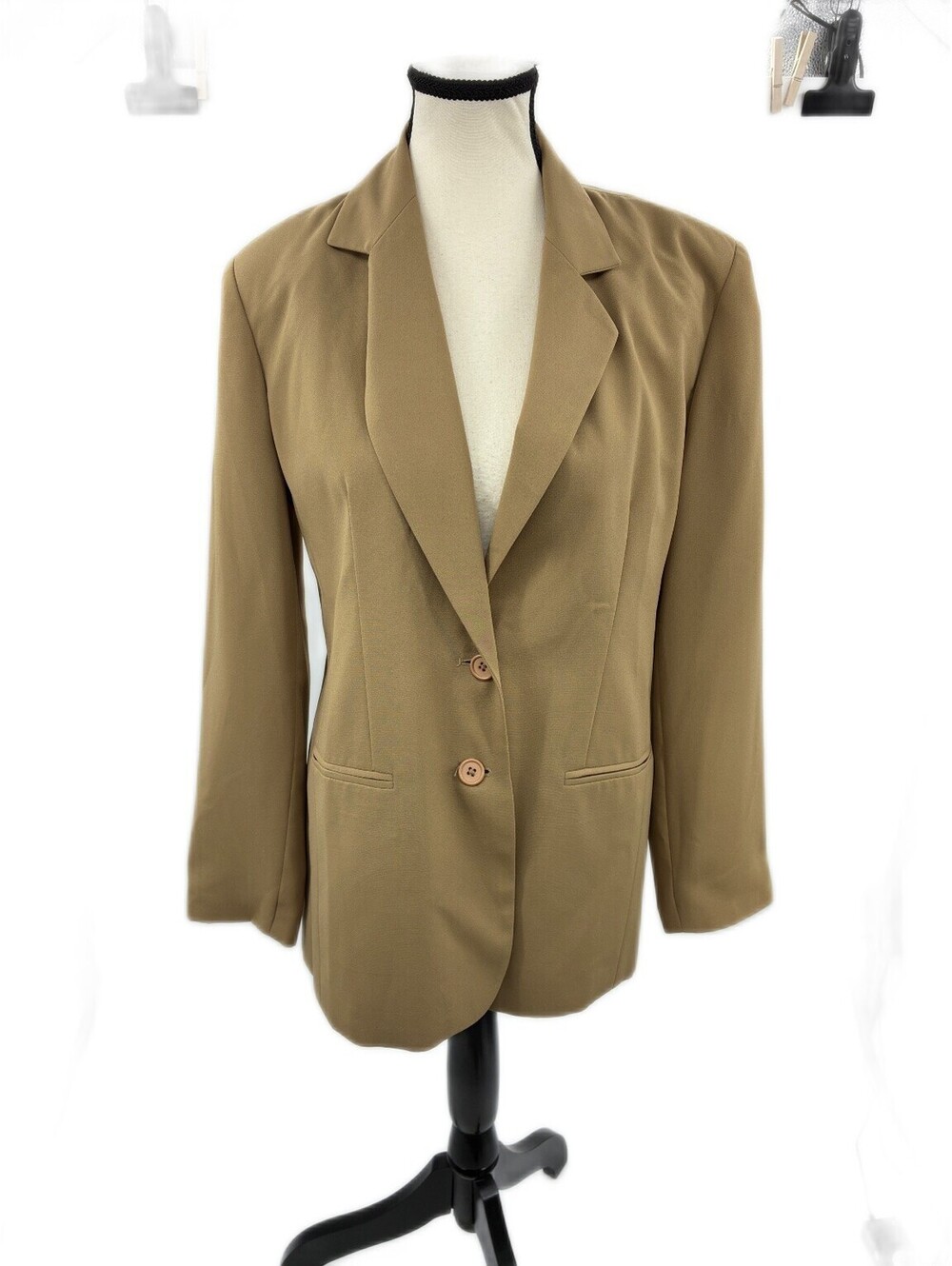 J.G. Hook Womens Size 4 Tan Brown Polyester Blazer Jacket Coat Lined Button - Picture 2 of 7